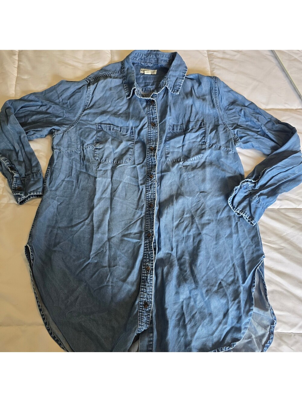 Ava & Viv blue chambray button-front shirt